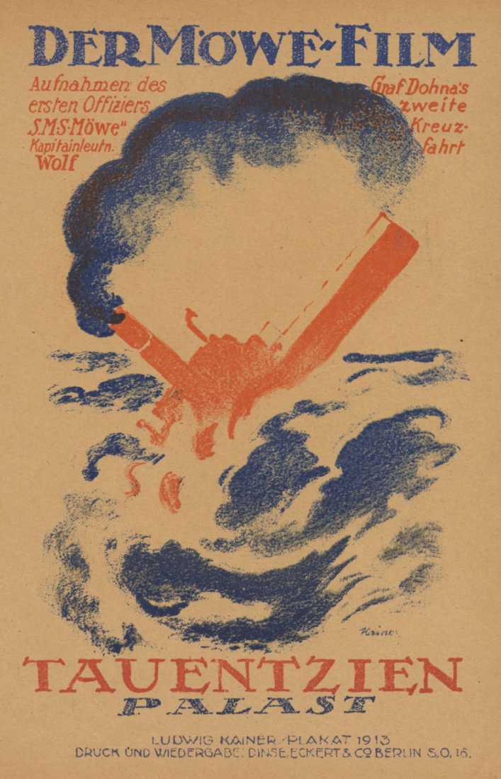 DER MOWE-FILM war propaganda lithograph 1913 (1 of 2)