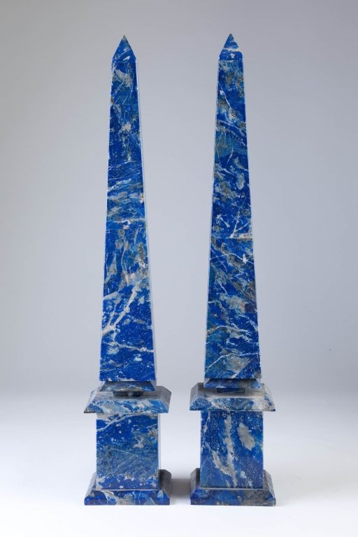 Pair of Lapis Lazuli Obelisks: 20th century Excellent condition. height 23in
