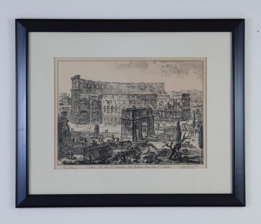 Piranesi Colosseum Print: Titled "Veduta deu Anfuteatro, detto Colofseo Matted and framed. height 29in; width 36in