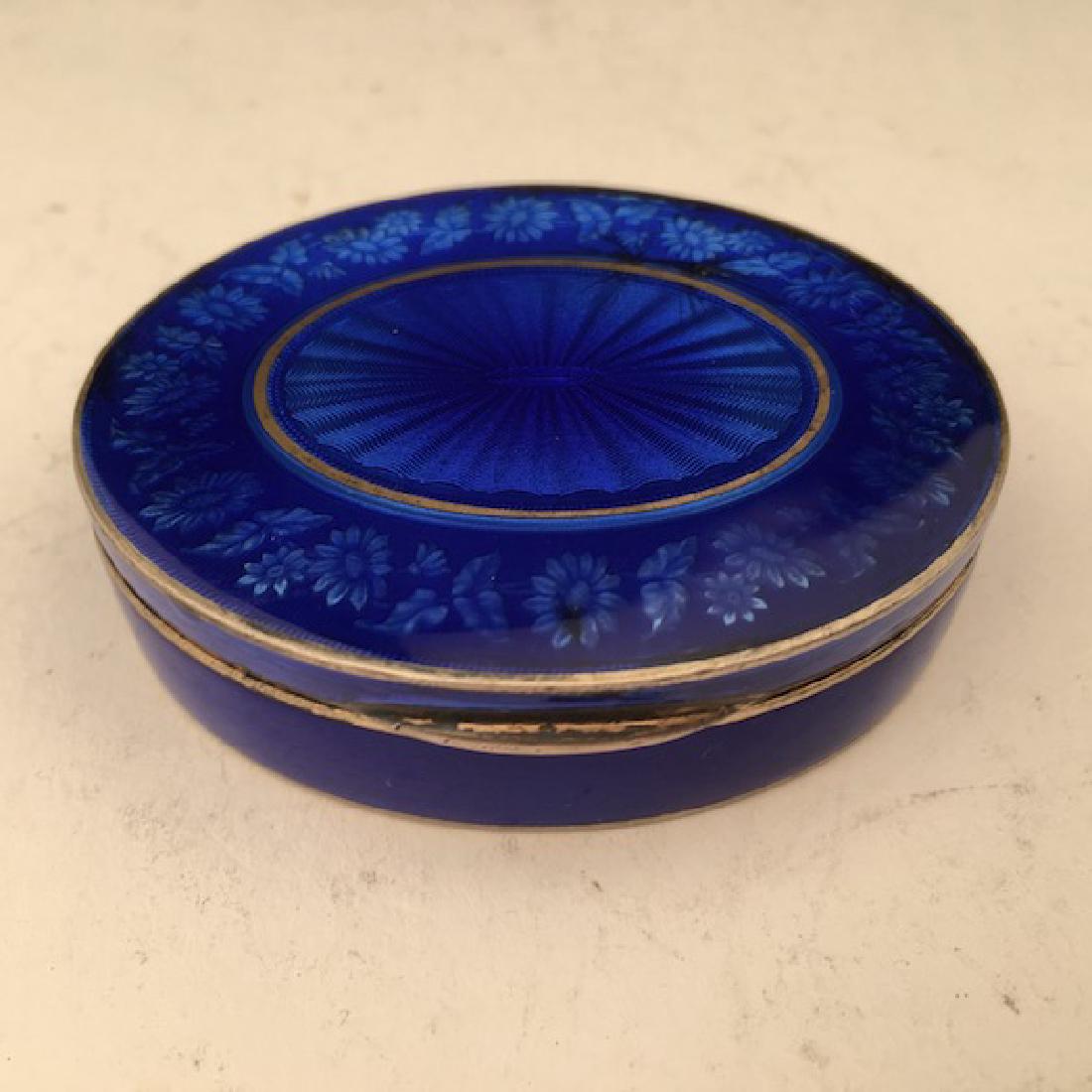 Silver and colbalt blue oval box. (1 of 6)