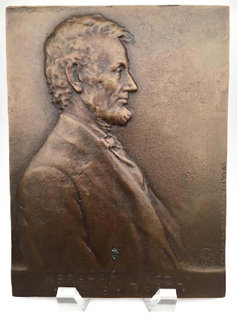 V.D. Brenner bronze wall of Abraham Lincoln. Marked (1 of 5)