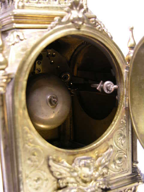 GILT BRONZE MANTLE CLOCK (FRENCH) WITH CHRUB ONAM - 3