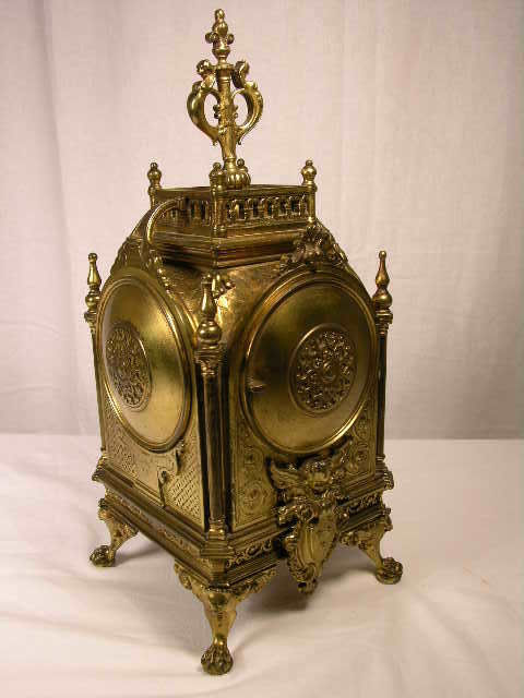 GILT BRONZE MANTLE CLOCK (FRENCH) WITH CHRUB ONAM - 4