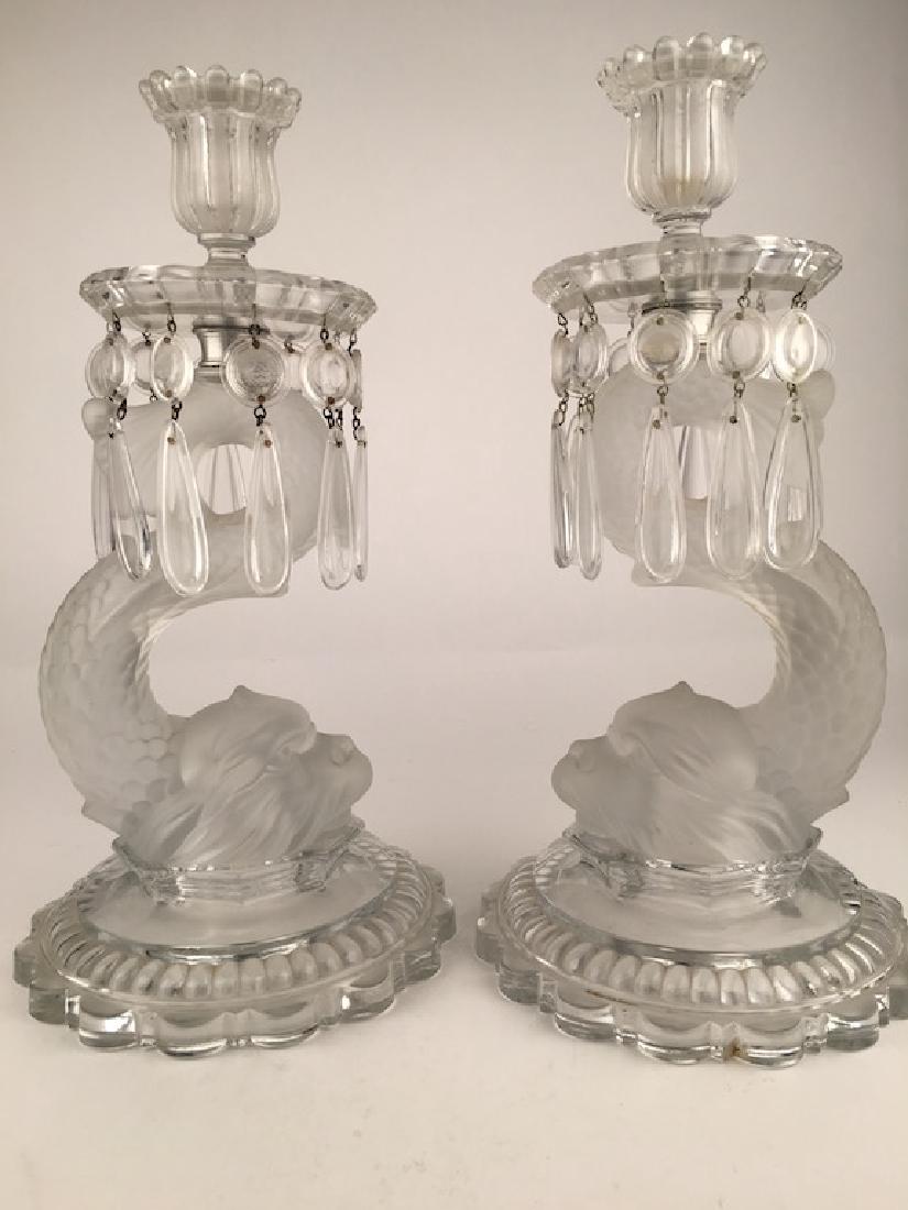 Baccarat pair of Dolphin candlesticks in clear and (1 of 7)