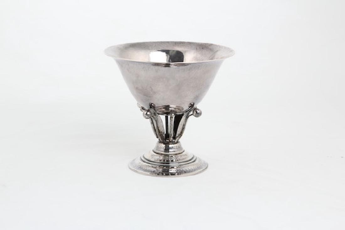 Georg Jensen, (Danish,1866-1935) Sterling silver: Georg Jensen, (Danish,1866-1935) Sterling silver compote.Designed by Johan Rohde, 1856-1935.Stamped Georg Jensen with the oval around the name aswell as 17 A, Denmark Sterling.