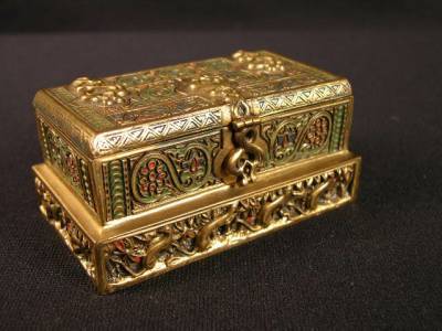 "TIFFANY STUDIOS BRONZE STAMP BOX IN THE ""VENE