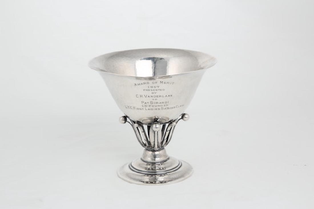 Georg Jensen, (Danish,1866-1935) Sterling silver: Georg Jensen, (Danish,1866-1935) Sterling silver compote.Designed by Johan Rohde, 1856-1935.Stamped Georg Jensen with the oval around the name as well as 17 B, Denmark Sterling.Height 5 1/4 inches, Di