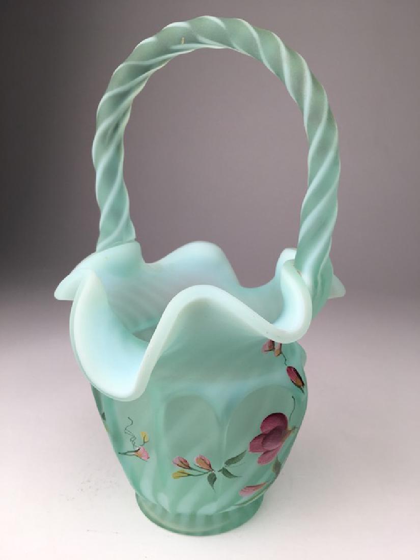 Vintage Fenton  glass ruffled rim vase with a painted (1 of 5)