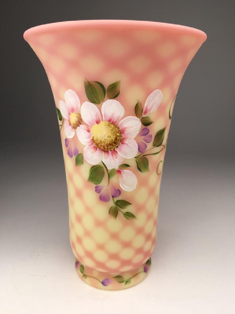 Vintage Fenton satin glass vase signed and numbered. (1 of 5)