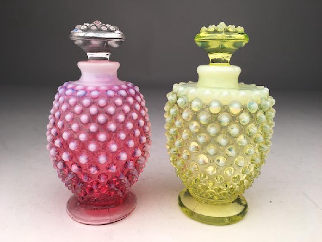 Vintage Fenton Hob nail two perfumes with stoppers. (1 of 3)