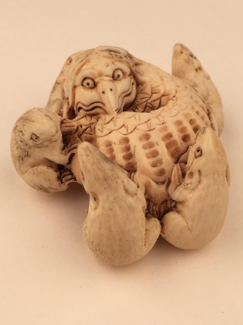 Antique carved Netsuke figure of five rats eating. (1 of 6)