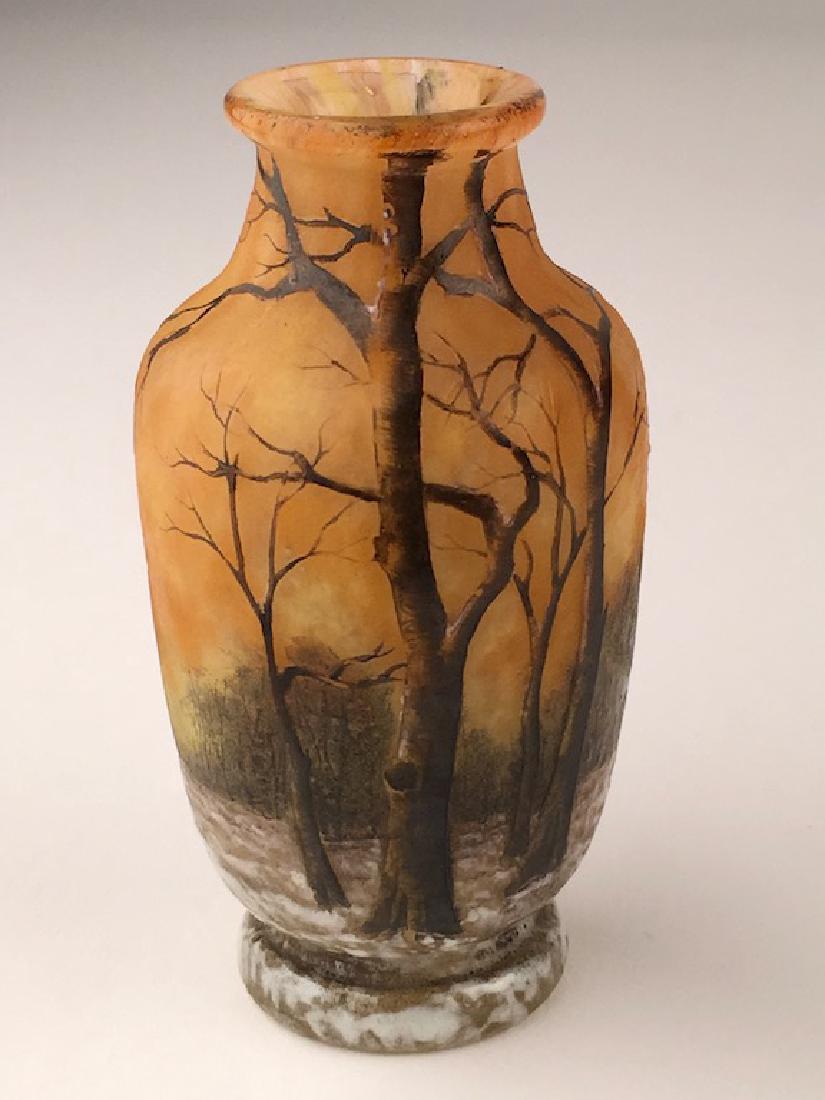 Minature Daum vase of a winter scene. (1 of 6)