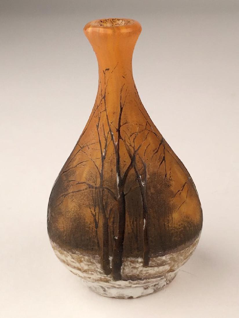 Minature Daum vase of a winter scene. (1 of 5)