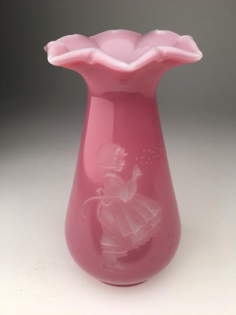 Vintage Fenton glass with intaglio figure of a young (1 of 4)