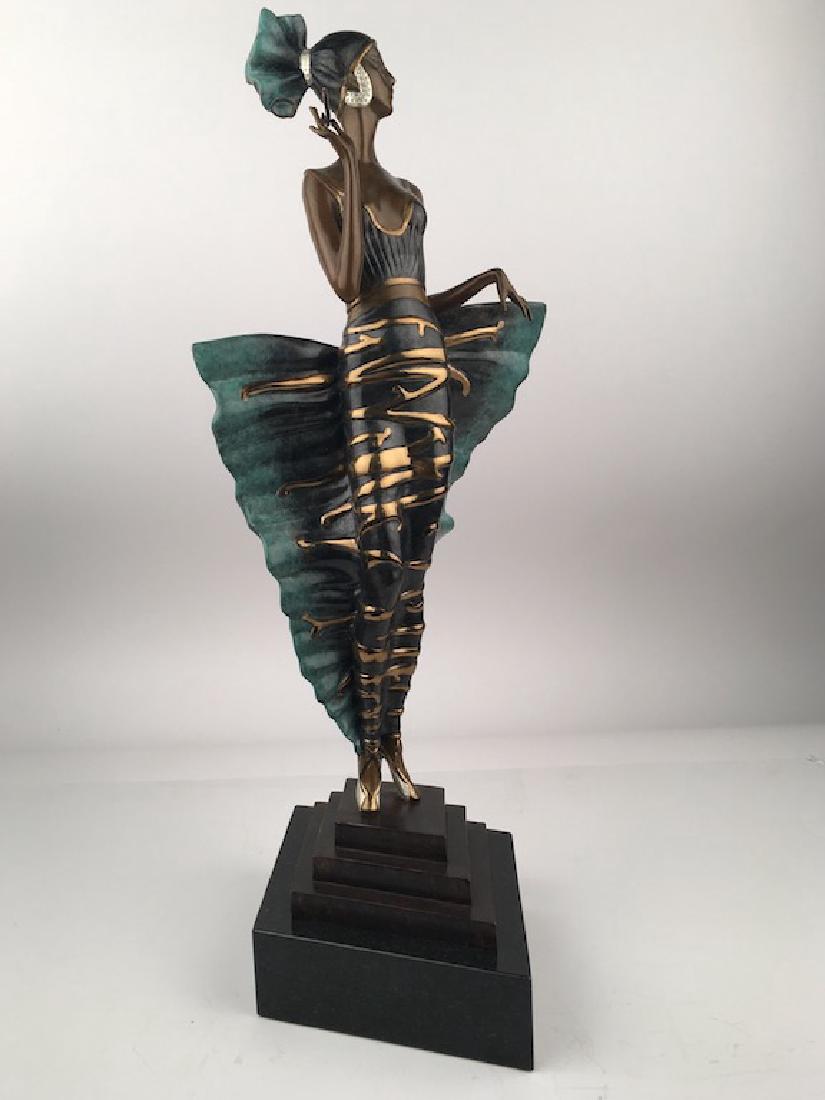 Erte (Romain De Tirtoff, Russian/French, 1892-1990),: Erte (Romain De Tirtoff, Russian/French, 1892-1990), limited edition gilded and cold painted cast bronze sculpture titled Femme Fatale. Numbered 45/37, dated 1987 with Chalk & Vermillian and Sevenarts