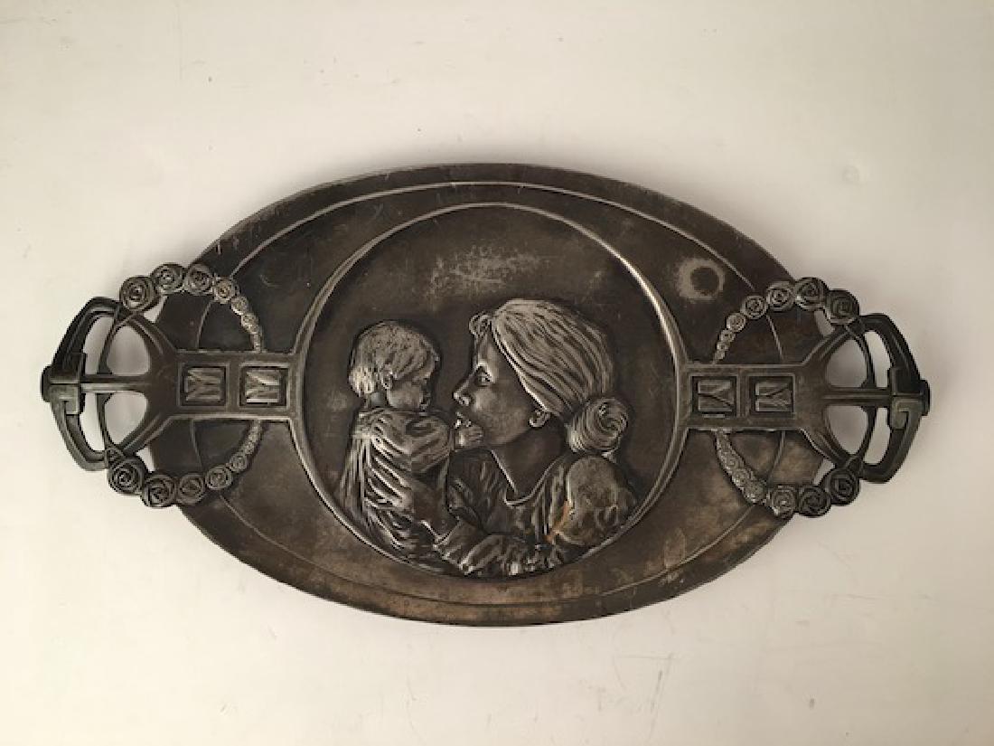 WMF circa 1900 pewter two handle tray decorated with a (1 of 4)