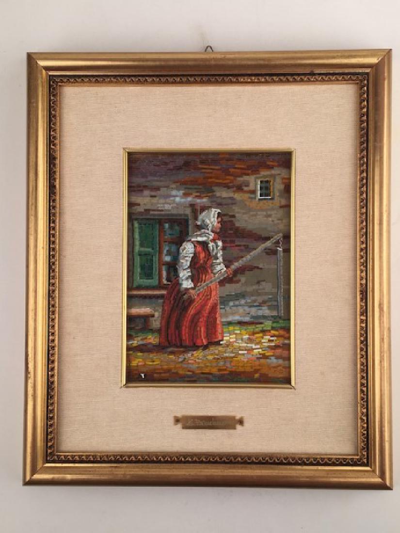 Micro mosaic plaque of lady fishing. (1 of 4)