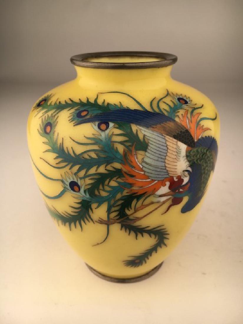 Japanese cloisonne and silver wire enamel vase with (1 of 3)