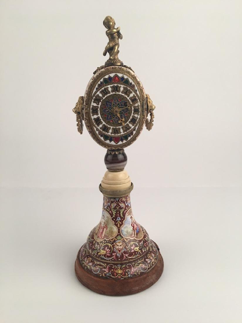 19 th Century Viennese painted enamel clock with a (1 of 14)
