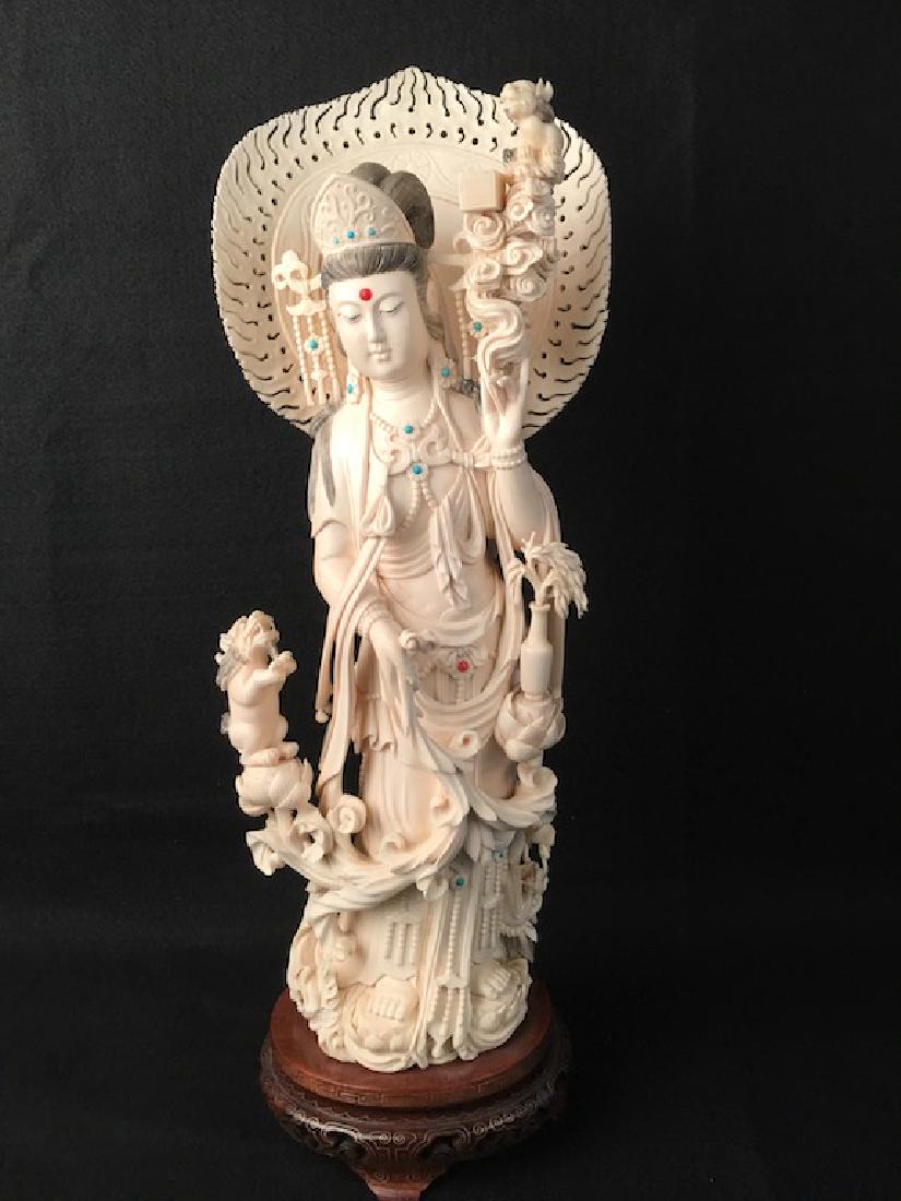 Large carving of a Chinese beauty with inlaid (1 of 7)