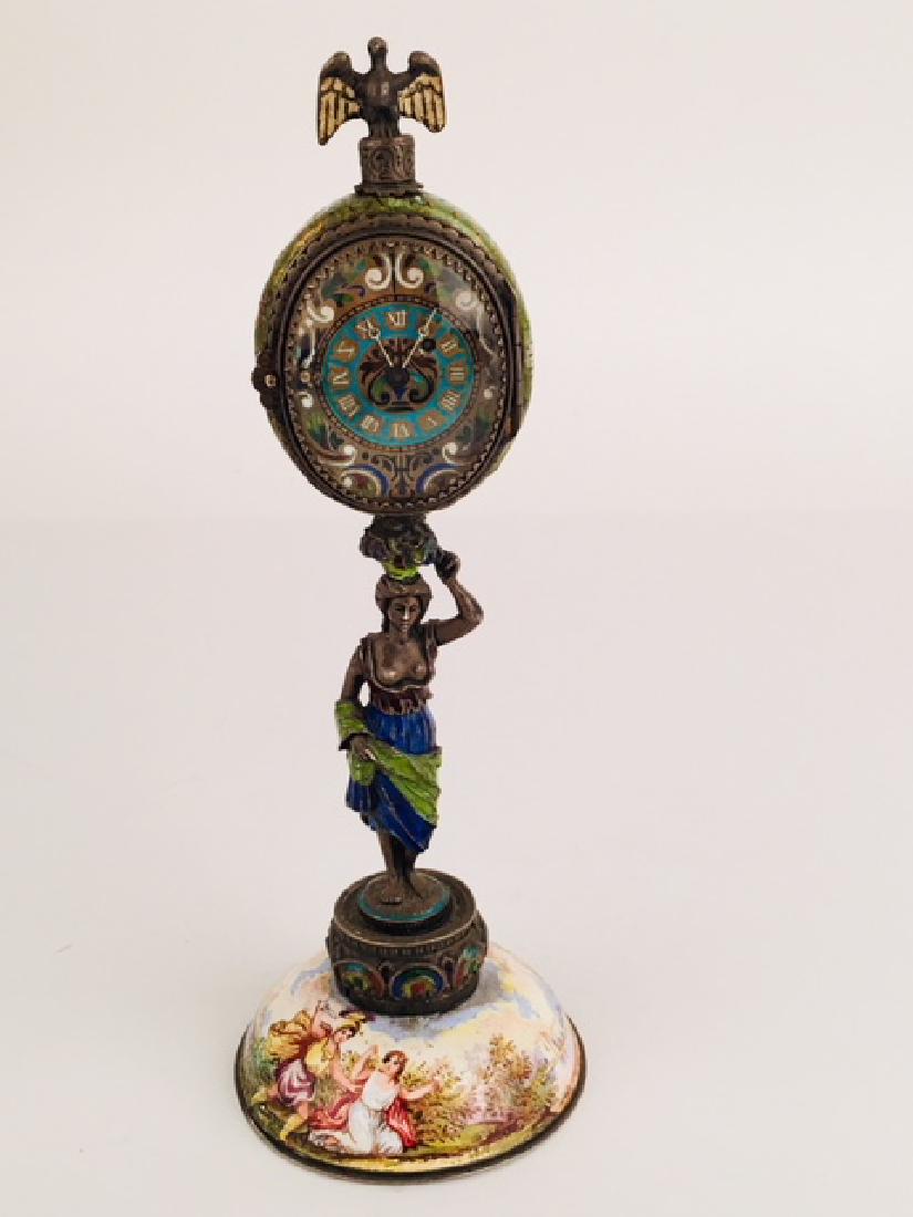 Austrian Viennese enamel painted clock (1 of 8)