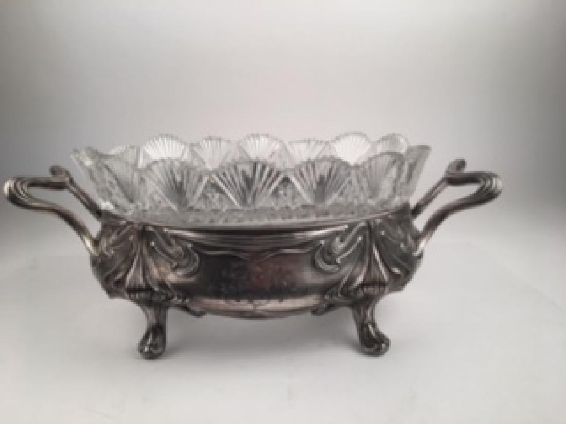 Russian silver monogramed bowl with a cut crystal (1 of 9)