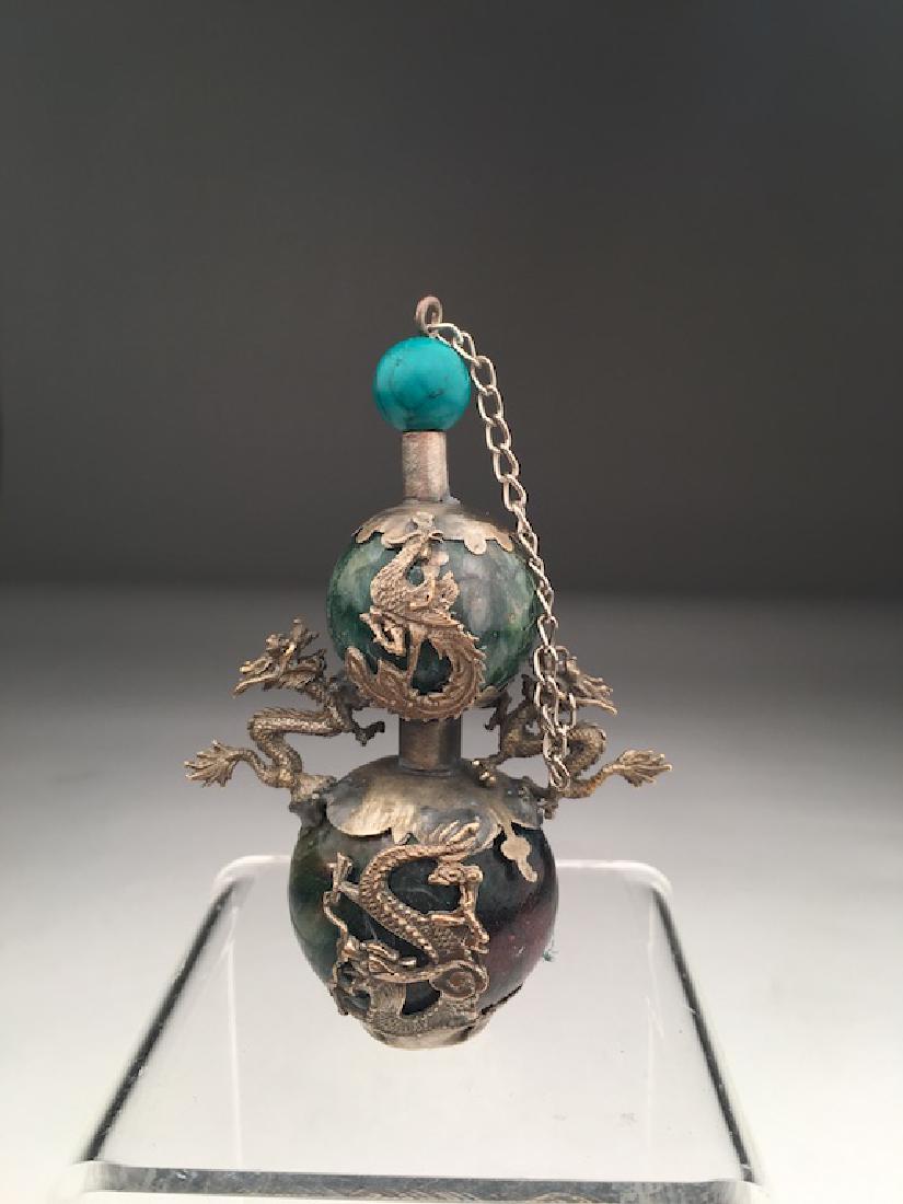 A very rare antique Japanese  silver and and jade snuff (1 of 5)