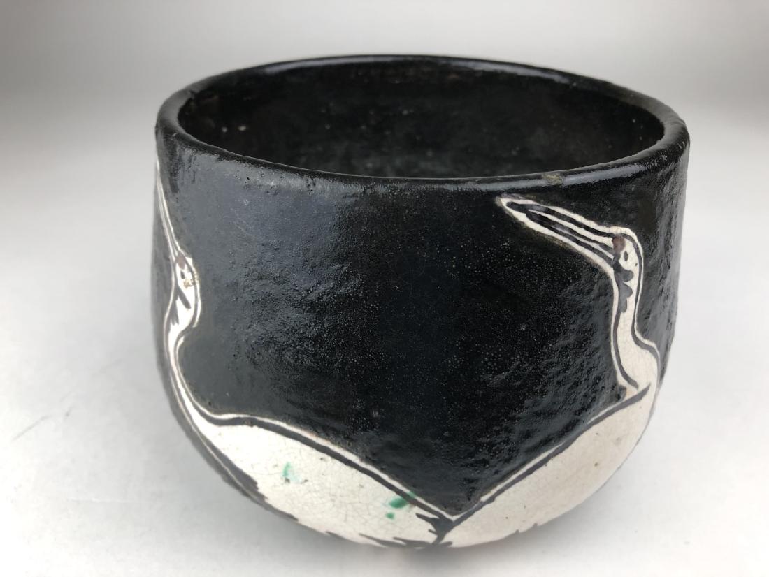 Japanese 19 th century ? ceramic bowl with three cranes (1 of 6)