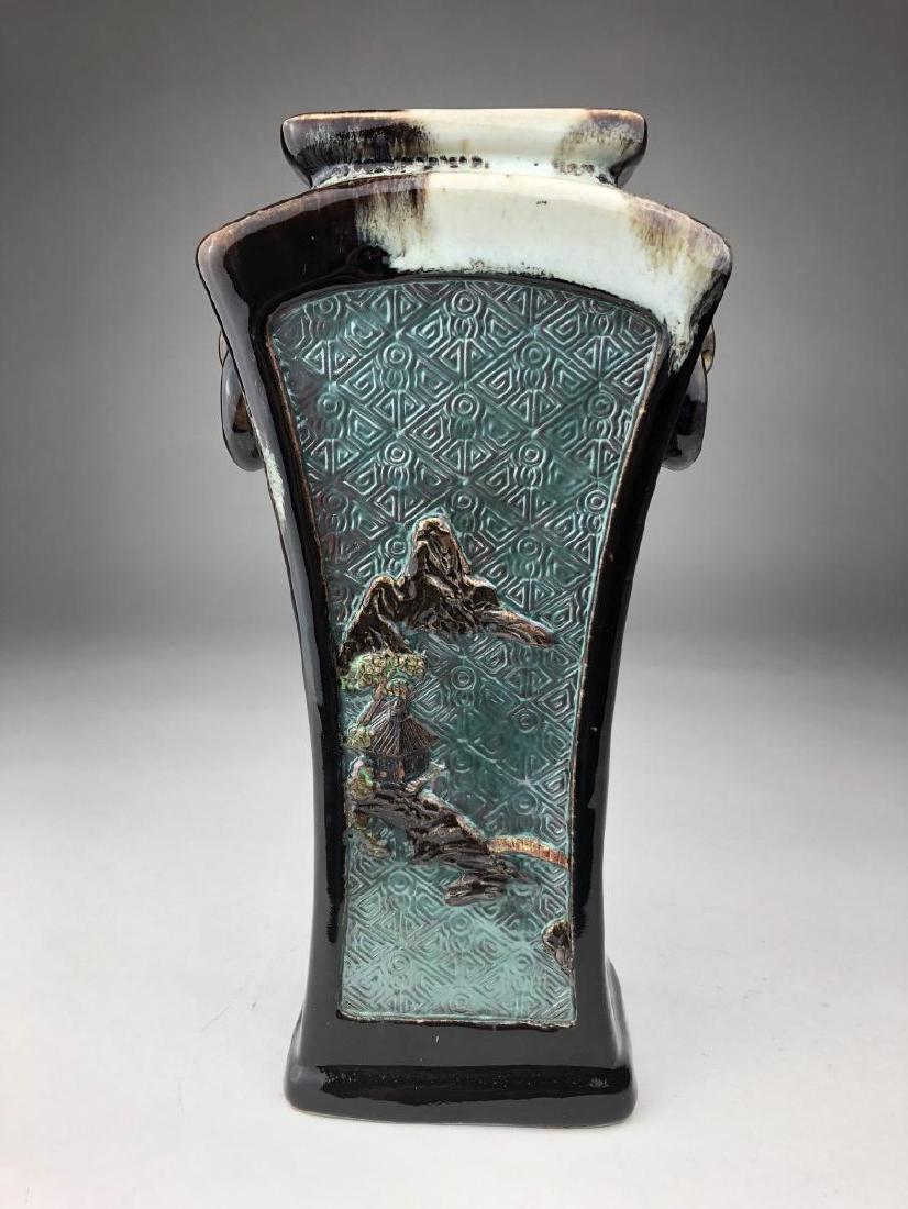Japanese Sumida earthenware vase, circa 1900. Decorated (1 of 7)