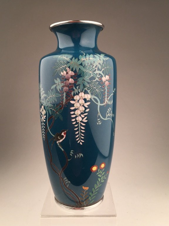 20 th century Japanese silver wire cloisonne vase (1 of 7)