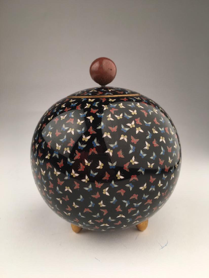 20 th century Japanese cloisonne three footed jar (1 of 5)