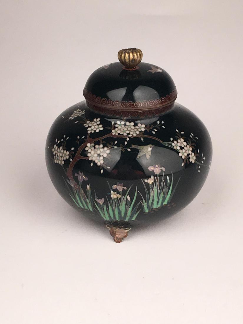 20 th century Japanese cloisonne three footed jar with (1 of 12)