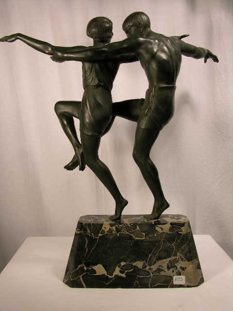 LE FAGUAYS BRONZE FIGURE OF A MAN AND WOMAN IN DAN - 2