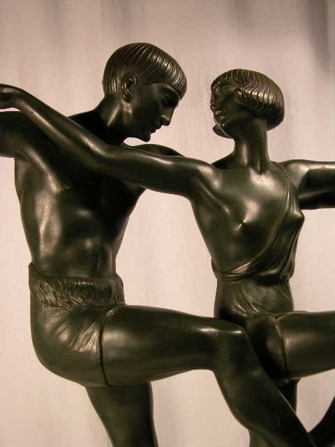 LE FAGUAYS BRONZE FIGURE OF A MAN AND WOMAN IN DAN - 3