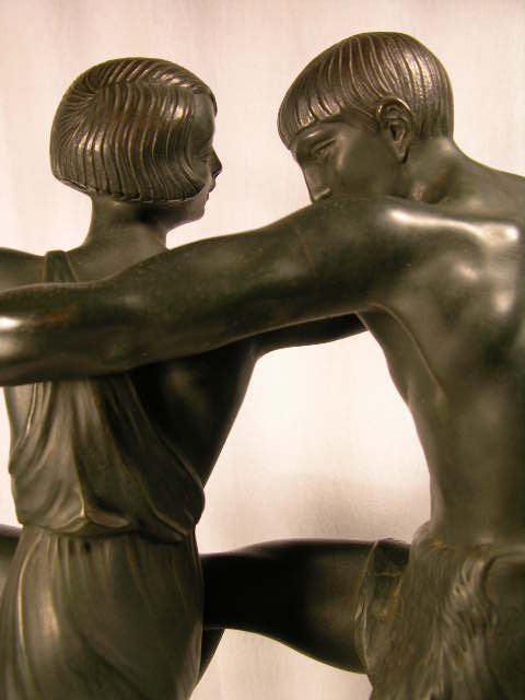 LE FAGUAYS BRONZE FIGURE OF A MAN AND WOMAN IN DAN - 5