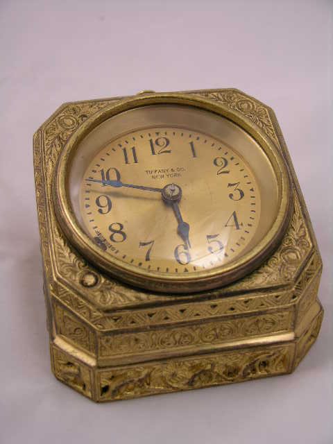 TIFFANY STUDIOS BRASS CLOCK IN THE "VENETIAN" PA