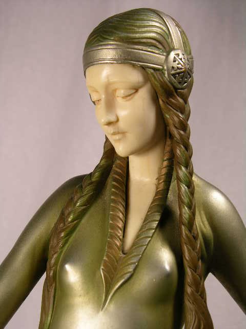 BRONZE LADY AND IVORY FIGURE:O. POERTZEL. - 2