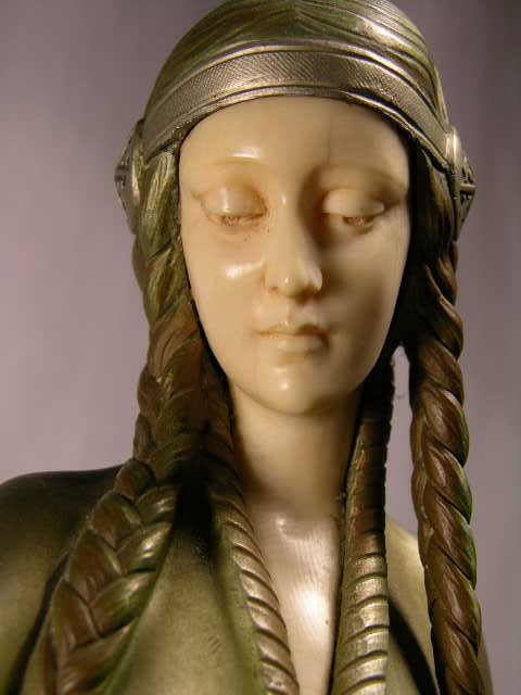 BRONZE LADY AND IVORY FIGURE:O. POERTZEL. - 5