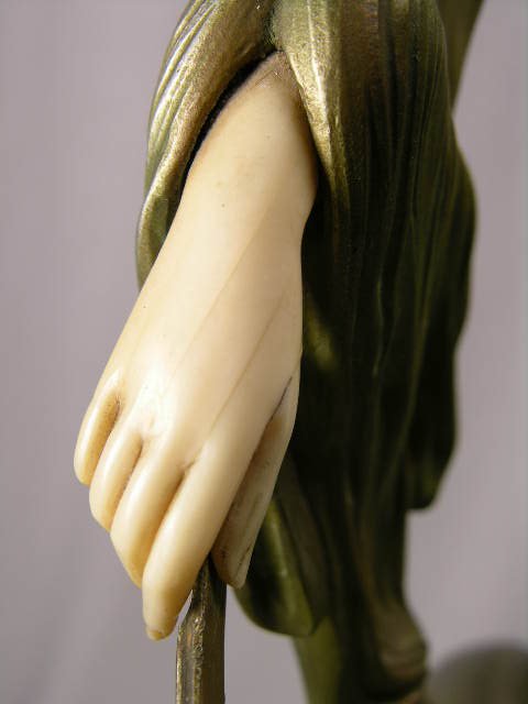 BRONZE LADY AND IVORY FIGURE:O. POERTZEL. - 6