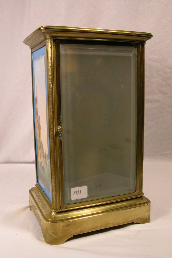 FRENCH MANTEL CLOCK BRASS WITH CHASED CASE AND T - 4