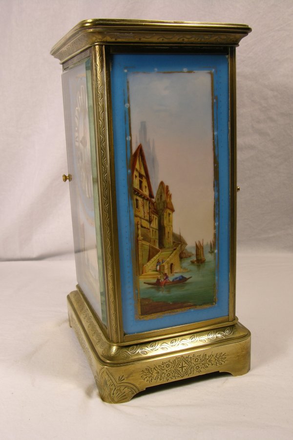 FRENCH MANTEL CLOCK BRASS WITH CHASED CASE AND T - 5