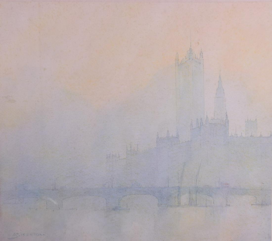 Sir Arthur Streeton, (Australian: 1866-1973),: Sir Arthur Streeton, (Australian: 1866-1973), Watercolor. 17 inches x 15 inches.