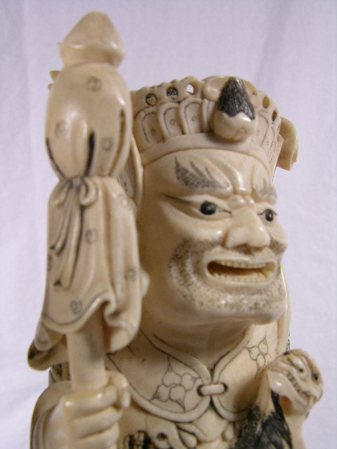 PAIR OF ANTIQUE CHINESE CARVINGS, ONE OF A MAN WI - 3