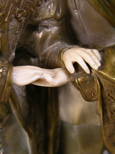 MARQUET BRONZE AND IVORY FIGURINE. - 4