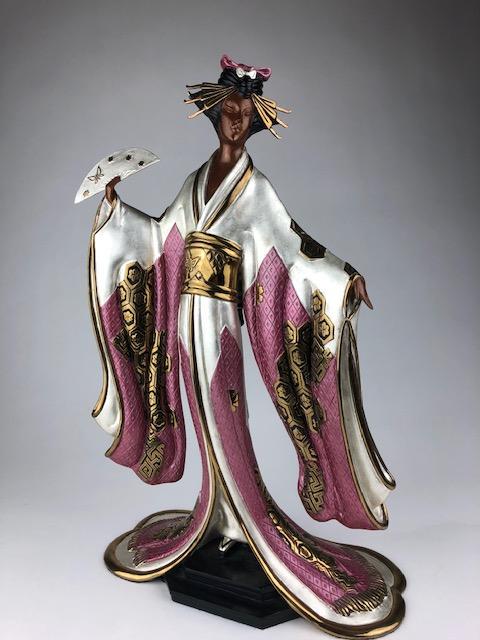 Erte (Romain de Tirtoff, French, 1892-1990).: Erte (Romain de Tirtoff, French, 1892-1990).A cold painted bronze figurine titled "Madame Buterfly".A figure of an Asian woman holding a fan in her hand.Marked in the base "19/250 Seven Arts Limited L