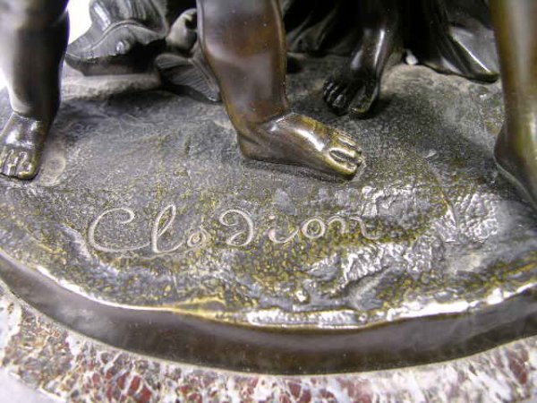 CHARLES CLODION:BRONZE FIGURE OF MAN AND WOMAN WI - 4