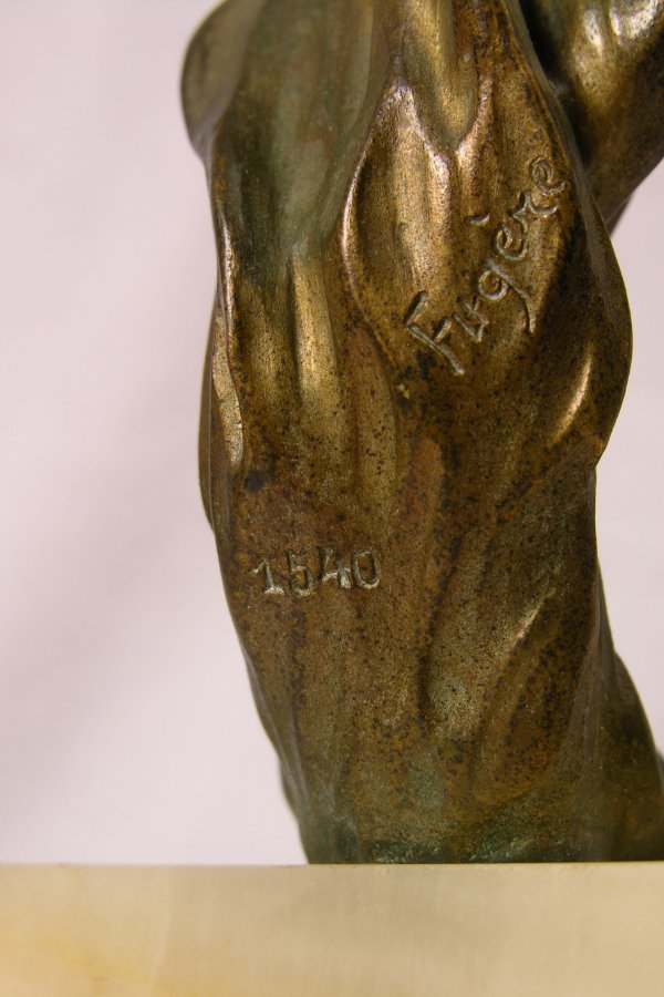 FUGEURE: BRONZE AND CARVED FIGURE. - 5