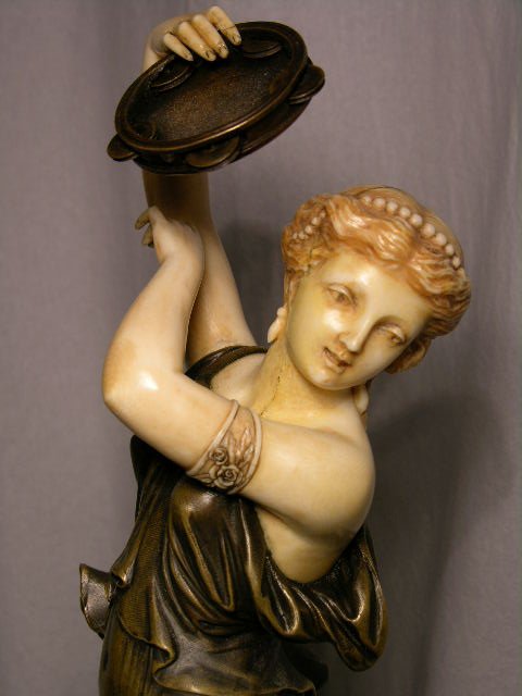 BRONZE AND CARVED MANTEL CLOCK. - 4