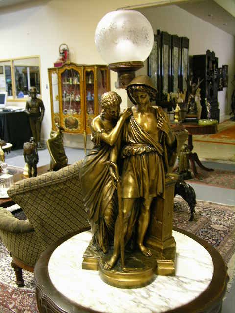 BRONZE. CLASSICAL SCULPTURE OF MAN AND LADY RESTI - 6