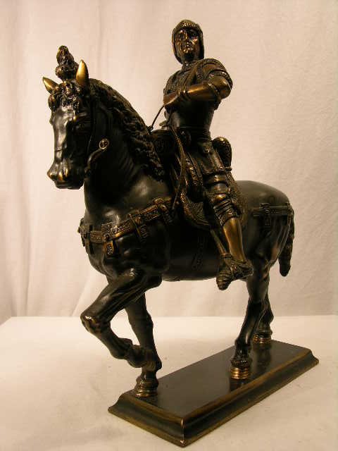 BRONZE FIGURE OF ITALIAN SOLDIER ON HORSE.